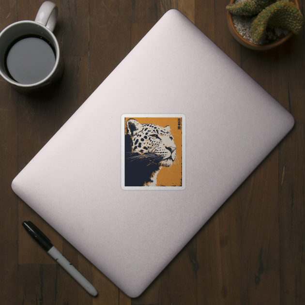 Vintage Snow Leopard - Japanese Style Mountain Cat by TuncGK
